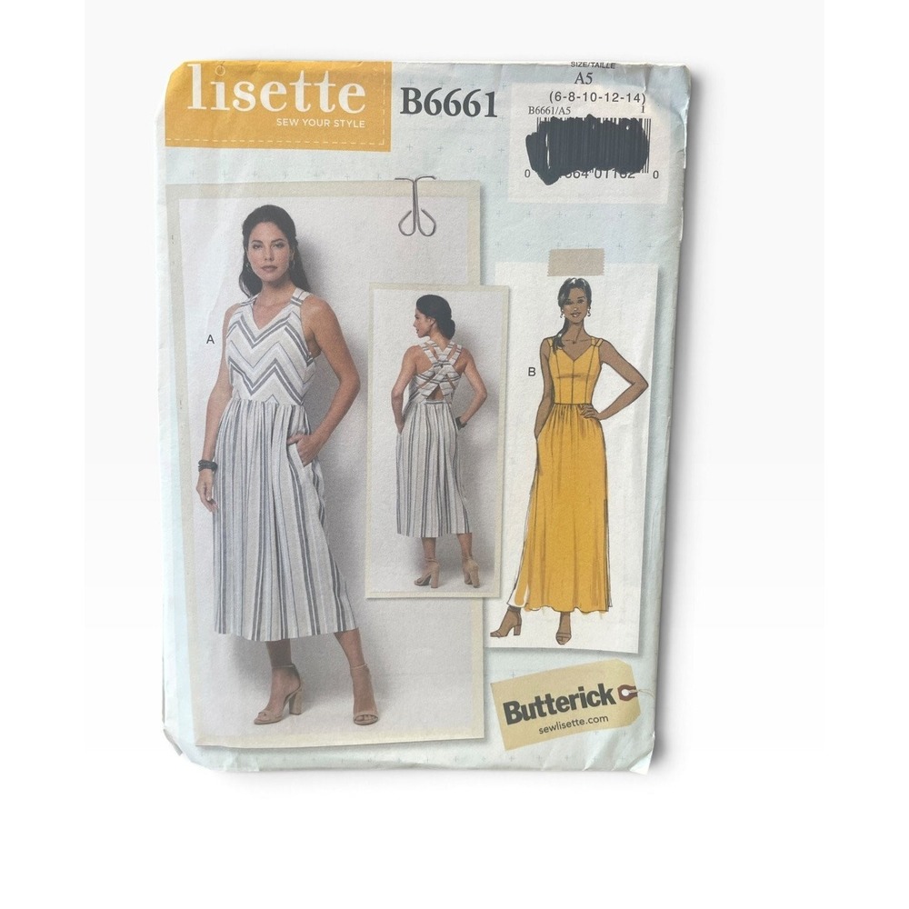 Lisette Butterick B6661 Misses Dress Sizes 6-14 Summer Strappy Back Uncut FF